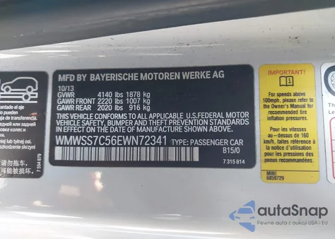 2014 Mini Paceman Cooper S z USA, uszkodzony, nr VIN WMWSS7C56EWN72341